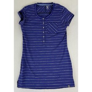 Title Nine Purple Striped Selkie‎ Athletic Tunic Dress Snaps Zip Pocket Medium